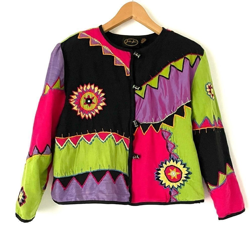 vintage julia kin womens  80's Patchwork Jacket sizePM